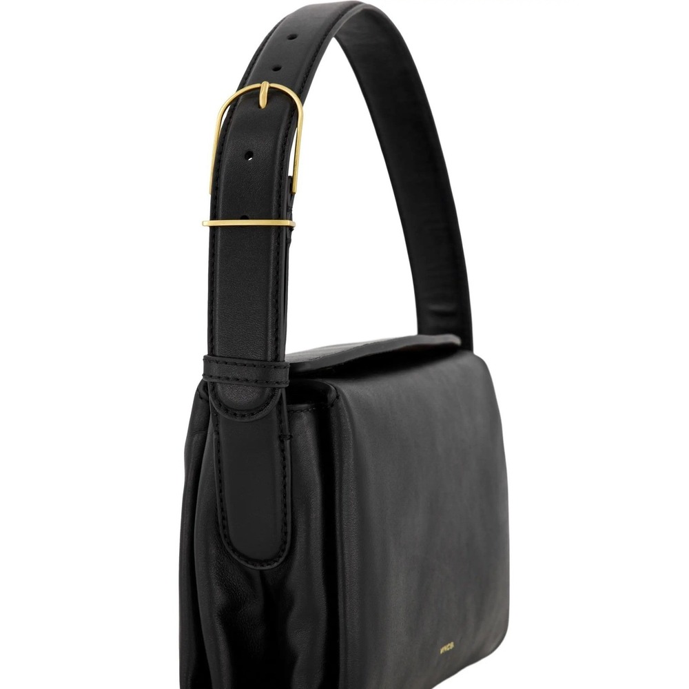 BNWT Vince Sidney Black Leather & Gold Hardware Handbag, Reg $348
